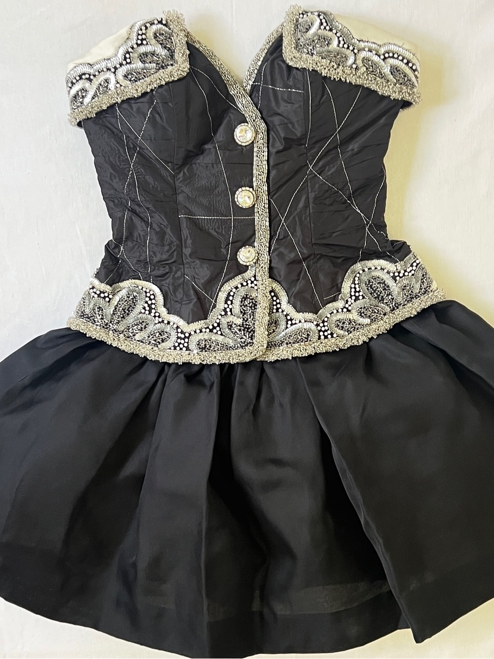 80s Fabrice Couture heavily embellished corset mini dress crystals beads silk 6